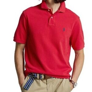 Polo Ralph Lauren Classic Fit Red 100% Cotton Mesh‎ Polo Shirt Men's Size M NEW